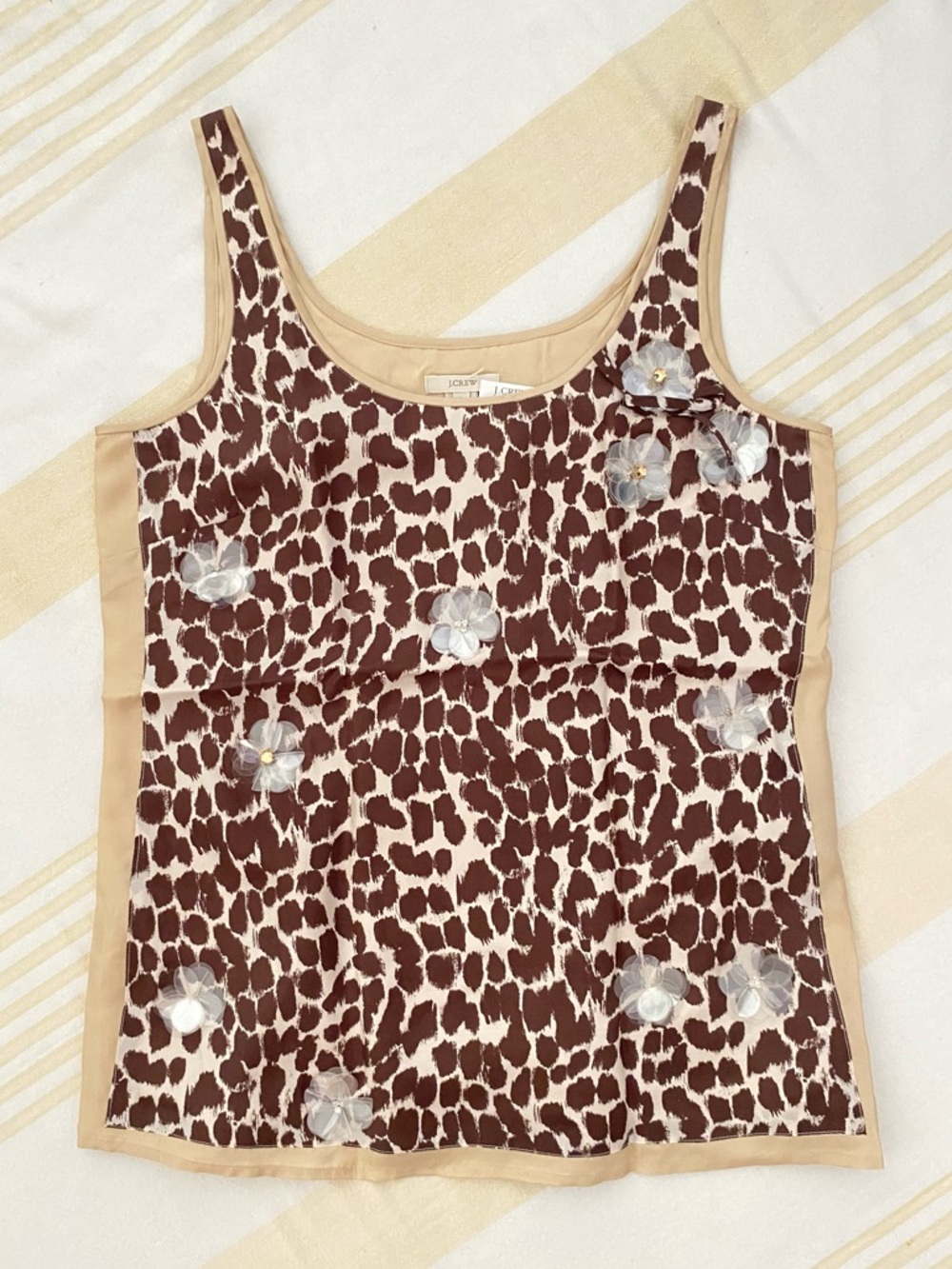 J. Crew NWT 🐆🦒 Spots & Sparkles Embellished Silk Leopard Print Cami